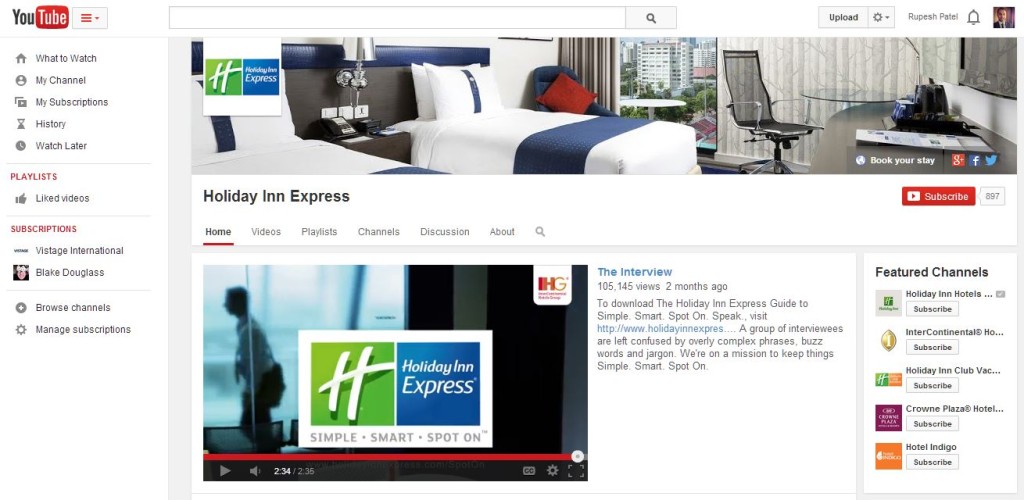 Holiday Inn Express YouTube Channel