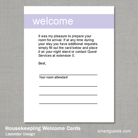 Housekeeping Welcome Cards Housekeeping Welcome Cards