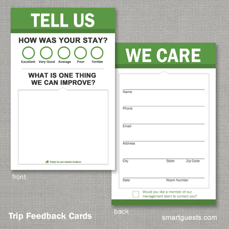 Trip Feedback Comment Cards